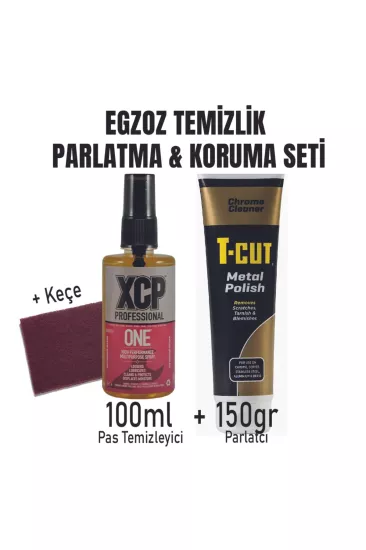 Motosiklet Egzoz Temizlik & Parlatma & Koruma Paketi (100 ml XCP One + Keçe)